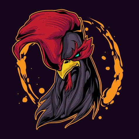 Rooster Vector Illustration, Rooster Wallpaper, Angry Rooster, Rooster Illustration, Rooster Vector, Rooster Tattoo, Cartoon Rooster, Rooster Logo, Chicken Logo