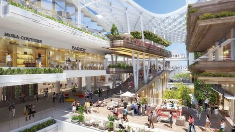 Render Reference, Shopping Mall Design, Campus Design, Architectural Competition, Mall Design, Commercial Street, Architecture Inspiration, Design Exterior, Diagram Architecture