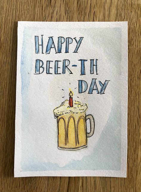 Happy Beer Day Birthday, Happy Birthday Aquarell, Friends Birthday Cards, Birthday Cards Watercolor, Birthday Card Watercolor, Watercolor Birthday Card, Happy Beer, Happy Birthday Cards Printable, Anniversaire Diy