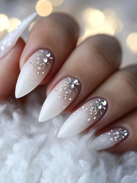 White Christmas Nails: Frosty and Festive Ideas for the Holidays White Christmas Nail Designs, Christmas Nail Inspiration, Nail Designs For Christmas, Elegant Christmas Nail Designs, White Christmas Nails, Lace Nail Design, White Nails With Gold, Christmas Glam, Hot Nail Designs