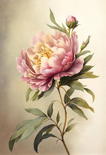 Botanical Art Drawing, Peony Illustration, Botanical Flowers Print, Watercolor House Painting, Flower Print Pattern, Peony Art, Watercolor Flowers Tutorial, Flower Drawing Design, Peony Painting