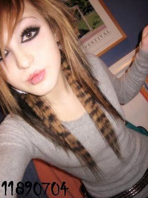 Raccoon Tail Hair Dye, Blonde Scene Hair, Hair Stripes, Skunk Hair, Emo Scene Hair, Scene Girl, Leopard Hair, Hair Dye Ideas, Rawr Xd