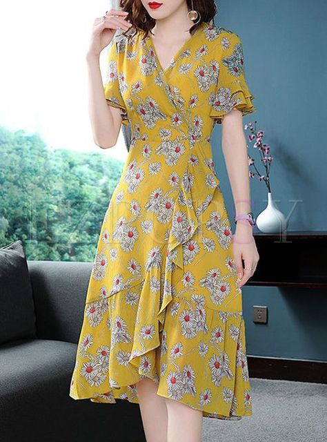 Yellow floral dress outfit