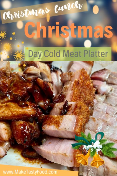 Christmas Day Cold Meat Platter. A family Christmas lunch consisted of a platter of roasted meats from the Christmas eve supper. With cold salads. Christmas Lunch Recipes, Christmas Meat, Christmas Day Lunch, Tomato And Onion Salad, Christmas Roast, Cold Salads, Meat Salad, Cold Lunches, Meat Platter