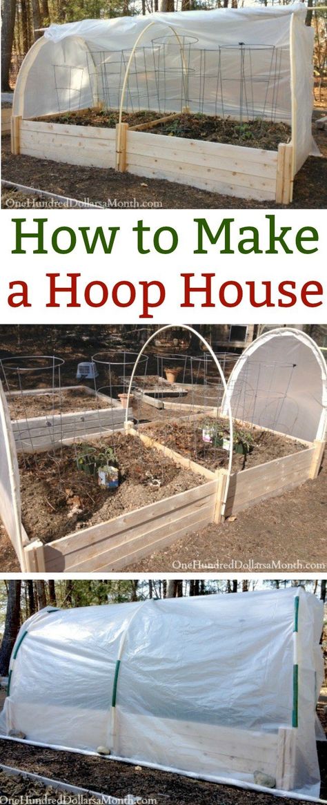 How to Make a Hoop House - Picture Tutorial - One Hundred Dollars a Month Diy Hoop House, Poly Tunnel, Garden Cloche, Hoop House, Hydroponic Farming, Hydroponics Diy, Portable Greenhouse, Cottage Rose, Home Greenhouse