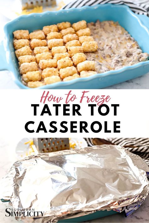 Learn how to freeze your favorite tater tot casserole for quick and convenient meals! Our step-by-step guide will show you how to prepare and store this comforting dish, ensuring that you always have a delicious meal on hand. Get the freezer-friendly tater tot casserole recipe and freeze like a pro today! Tator Tot Casserole Freezer, Casserole You Can Freeze, Tater Tot Casserole Freezer Meal, Frozen Tator Tot Casserole, Easy Frozen Casserole Recipes, Freezer Dinners For New Moms, Best Casseroles To Freeze, Bake From Frozen Meals, Freezer Tater Tot Casserole