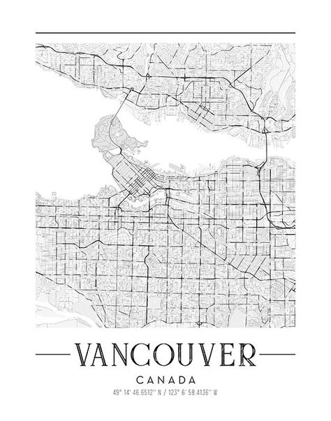 Vancouver City Map | Vancouver City | Vancouver Print | Etsy Vancouver Map, Vancouver City, Vancouver Canada, City Map, Wonderful Places, Vancouver, Places To Visit, Map, Travel