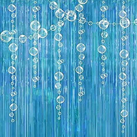 Bubble Garland, Fringe Curtain Backdrop, Ocean Party Decorations, Kids Beach Party, Foil Fringe Curtain, Under The Sea Decorations, Mermaid Party Supplies, Curtain Backdrop, Baby Shower Photo Booth