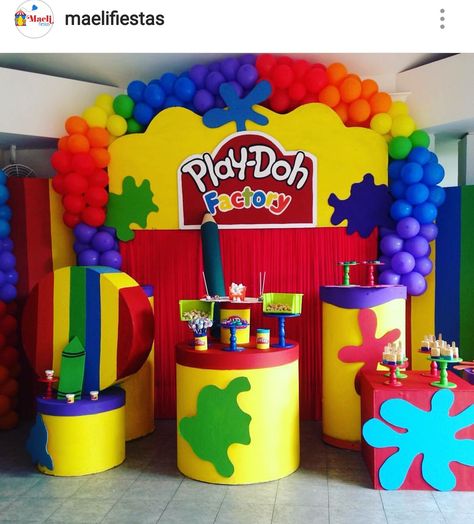 Play-Doh Theme Birthday Party Playdough Party Decorations, Play Doh Party Decorations, Crayola Theme Party, Play Dough Themed Birthday Party, Play Doh Birthday Party Decorations, Playdough Decorations, Playdough Theme Birthday Party, Playdoh Party Decorations, Crayola Birthday Party Decorations