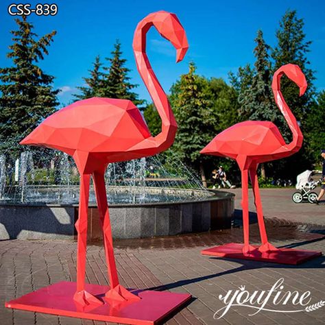 Stainless Steel Pink Tall Flamingo Statue Manufacturer CSS-839 Flamingo Outdoor Decor, Flamingo Sculpture, Outdoor Backdrops, Mermaid Statues, Bear Statue, Sculpture Modern, Elephant Statue, Geometric Decor, Marble Statues