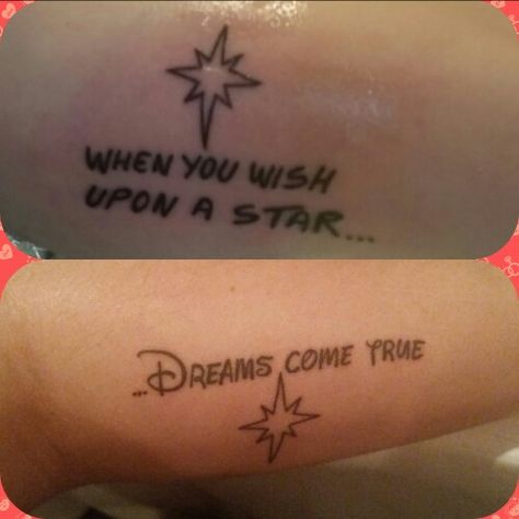 When you wish upon a star couple tattoo #dreamscometrue #coupletattoo #startattoo #disney When You Wish Upon A Star Tattoo, Star Couple Tattoo, Wish Upon A Star Tattoo, A Star Tattoo, Star Couple, Couple Tattoo, Wish Upon A Star, Star Tattoo, Star Tattoos