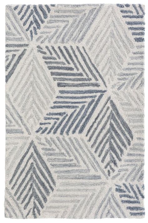 Karari Looped/Hooked Wool Geometric Area Rug In Gray/Blue Hand Hooked Wool Rug, Dash And Albert Rugs, Hooked Wool, Dash And Albert, Storing Paint, Rug Hooking, Geometric Rug, Grey Rugs, Blue Rug