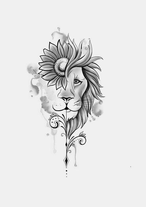 Half Lion Half Flower Tattoo, Lion Tattoo Design Feminine, Athena Tattoo, Lion Art Tattoo, Stomach Tattoos Women, Chicano Tattoos Sleeve, Brush Tattoo, Lion Tattoo Sleeves, Mom Tattoo Designs