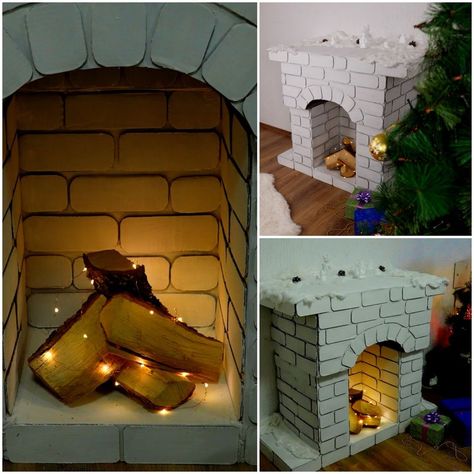 8M views · 117K reactions | Inventive ways to decorate your cardboard fireplace for a joyful Christmas | Inventive ways to decorate your cardboard fireplace for a joyful Christmas | By MetDaan DIY | Facebook Diy Cardboard Box Christmas Fireplace, Christmas Diy Fireplace Cardboard, Diy Pretend Fireplace, Fireplace Paper Diy, Fireplace Made Of Cardboard, Cardboard Christmas Fireplace, Cardboard Chimney Christmas, Fireplace Cardboard Diy, Diy Fireplace Mantle Cardboard