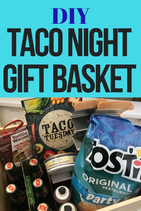 Mexican Food Gift Basket Ideas, Taco Night Basket, Taco Night Gift Basket, Dinner Gift Basket, Mid Century Mexican, Oven Tacos, Food Gift Basket, Theme Baskets, Pork Carnitas Recipe