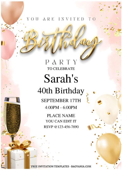 Free Invitation Templates Printables Zazzle, 6oth Birthday Invitation, Invitation Card Design 40th Birthday, Edit Invitation Card, Editable Birthday Cards Free, Free Digital Invitation Templates, Birthday Invitations Card Ideas, Birthday Invitations Card Design, Classy Birthday Invitations