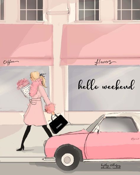 Heather 🌸 Stillufsen on Instagram: “Hello 💓 Weekend! Last Friday of February and it’s a leap year! Happy weekend everyone. Enjoy it wherever you may be heading!…” Heather Stillufsen Quotes, Heather Stillufsen, Best Friend Cards, Rose Hill, Hello Weekend, Car Wall Art, Bon Weekend, 수채화 그림, Illustration Wall Art