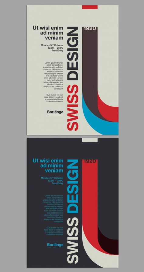 Swiss-Style Poster Template for Adobe Illustrator Swiss Editorial Design, Swiss Style Website, Creative List Design, Swiss Style Typography, Swiss Grid Design, Swiss Style Design, Swiss Typography Poster, Swiss Design Layout, Musical Poster Design