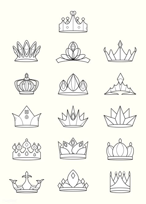 Luxurious royal crown designs vector collection | free image by rawpixel.com / busbus Crystal Crown Drawing, Crown Aesthetic Drawing, Crown Design Drawing, Crown Art Drawing, Crown Drawings, Drawing Crown, King Crown Drawing, Aesthetic Vector, Drawing Indian