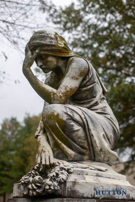 This marble monument crafted for Ms. Evie Brown presents one of the most dramatic and awe inspiring works of just about any memorial in Clarksville. Known to most as "The Weeping Woman Memorial", the aging and discoloration of the marble only adds to the memorial's story. #MonumentMaker #monumentbuilder #MemorialDesigner The Weeping Woman, Weeping Woman, Creative Prompts, Cemetery Monuments, The Marble, Sculptures & Statues, Graveyard, Artsy Fartsy, Awe Inspiring