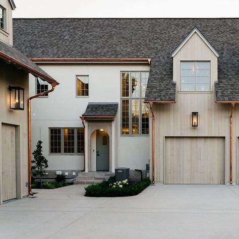 Transitional Exterior Home, Mcgee House, Transitional Home Exterior, Scandinavian Exterior, Walmart Kitchen, Style Plants, Transitional Modern Farmhouse, Forest Retreat, Transitional Exterior