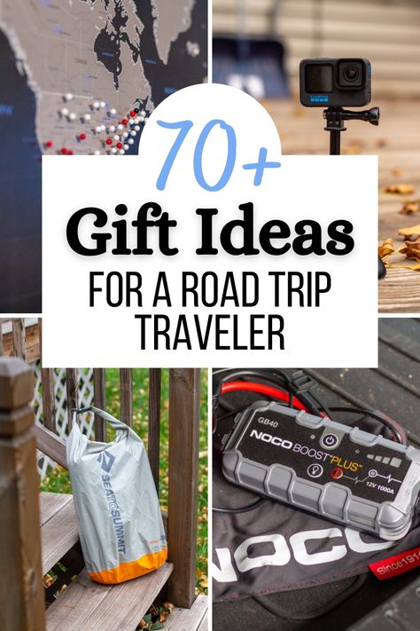 Looking for the perfect present for a traveler? 🌎 We've got you covered! Dive into our collection of 70+ gift ideas perfect for road trips and explore the world from the comfort of their car! 🌍 Check out these fantastic ideas! 🎁 Travel Basket Gift Ideas Road Trips, Road Trip Gift Basket Ideas For Adults, Road Trip Basket For Adults, Road Trip Gift Basket Ideas, Road Trip Basket, Road Trip Gift Basket, Travel Gift Basket, Road Trip Theme, Road Trip Gifts