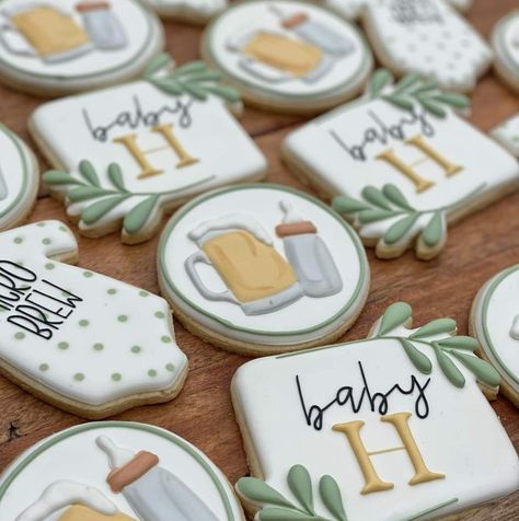 Huggies And Chuggies Party Decor, Bubbles And Brews Cookies, Brewery Baby Shower Decorations, Pregger Kegger Ideas, A Baby Is Brewing Cookies, Beer Themed Baby Shower Ideas, Brewery Baby Shower Ideas, Huggies And Chuggies Party, A Baby Is Brewing Baby Shower Ideas