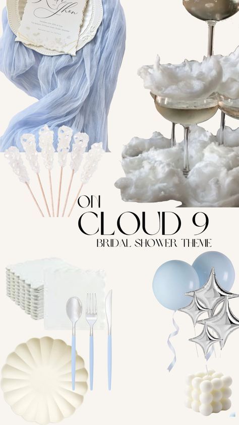 Wedding Shower Blue Theme, Cloud 9 Party Decorations, Cloud 29 Birthday, Bridal Shower Cloud Theme, On Cloud 9 Shower Theme, Cloud Nine Bachelorette Theme, Cloud Nine Bridal Shower Decor, On Cloud Wine Bridal Shower Theme, Cloud Bachelorette