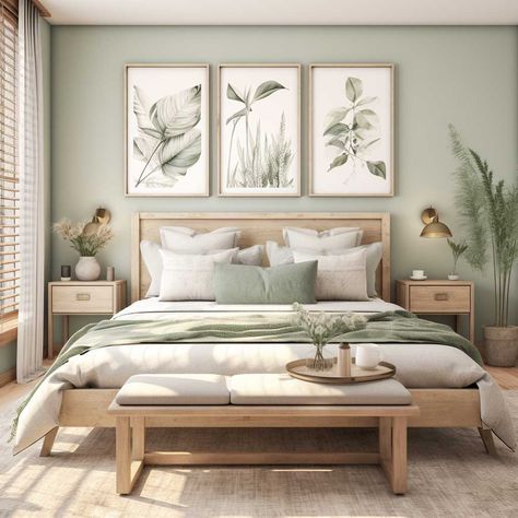 From Drab to Fab with Master Bedroom Interior Revamp Ideas • 333+ Images • [ArtFacade] Fresh Bedroom Ideas, Extremely Small Bedroom Ideas, Sage Bedroom, Scandi Bedroom, Jade Design, Sage Green Bedroom, Warm Bedroom, Bedroom Trends, Colour Trends