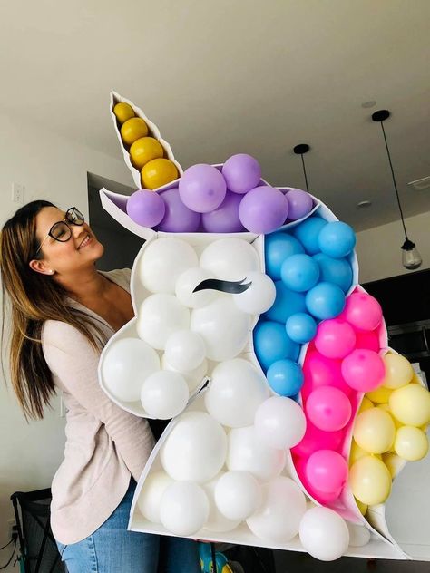 Unicorn From Balloons, Mosaic From Balloons, Rainbow Unicorn Birthday Party Decorations Diy, Unique Unicorn Party Ideas, Unicorn Birthday Decorations Diy, 4 Year Unicorn Birthday, Unicorn Birthday Party 4, Winter Unicorn Birthday Party, Unicorn Birthday Party Decorations Ideas, 3rd Birthday Unicorn Party, Unicorn Park Birthday Party