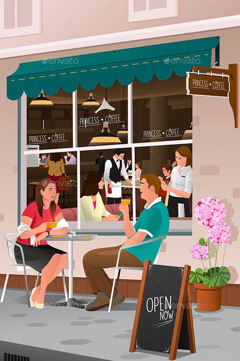 Couple drinking coffee at an outdoor cafe Couple Drinking Coffee, Illustration Of Couple, Couple Drinking, Friends Sketch, Coffee Shop Logo, Scene Drawing, Cafe Terrace, Silhouette People, Coffee Drawing