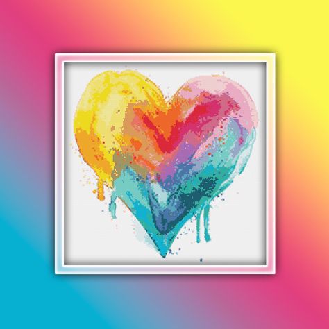 Heart Cross Stitch Pattern, Heart Cross Stitch, Watercolor Cross Stitch, Watercolor Cross, Eye Sight, Stitch Shop, Paint Watercolor, Cross Stitch Heart, Design Websites