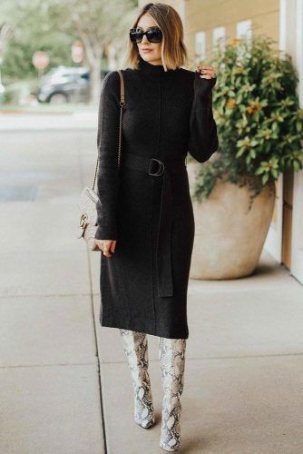 27 Inspiring Ideas How To Rock A Sweater Dress On Daily Basis Black Sweater Dress Outfit, Sweater Dress Outfit Winter, Knitted Dress Outfit, Midi Dress Outfit, Outfit Elegantes, Sweater Dress Outfit, Sweater Maxi Dress, Winter Dress Outfits, Fall Dress Outfit