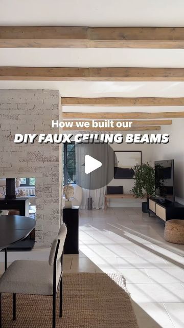 Low Ceiling Beams Living Room, Foe Beams Ceiling, Oak Beams Ceiling, Faux Ceiling Beams Diy, Oak Ceiling Beams, Beams On Ceiling, Beamed Ceilings Living Room, Diy Faux Beams, False Beams Ceilings