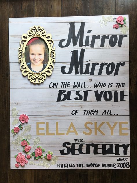 Running for Student Council - Secretary #poster #studentcouncilsecretary #farmhouse #lace #roses #mirror Student Council Secretary, School Campaign Ideas, School Campaign Posters, Homecoming Campaign, Homecoming Poster Ideas, Student Council Campaign Posters, Student Council Campaign, Homecoming Spirit Week, Homecoming Posters