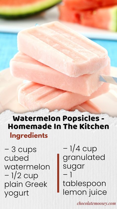 Creamy Watermelon Popsicles with Greek yogurt are refreshing yogurt popsicles made with fresh watermelon. Only 4 ingredients required! Smoothies Ideas, Juice Bars, Watermelon Popsicles, Fresh Fruit Smoothies, Yogurt Popsicles, Homemade Popsicles, Fresh Watermelon, Juice Bar, Fruit Smoothies