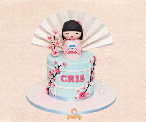 The Sweetery Japanese Theme Parties, Japan Cake, Japan Party, Cherry Blossom Party, Chinese Cake, Cherry Blossom Cake, Cake Designs For Kids, Doll Birthday Cake, Japanese Party