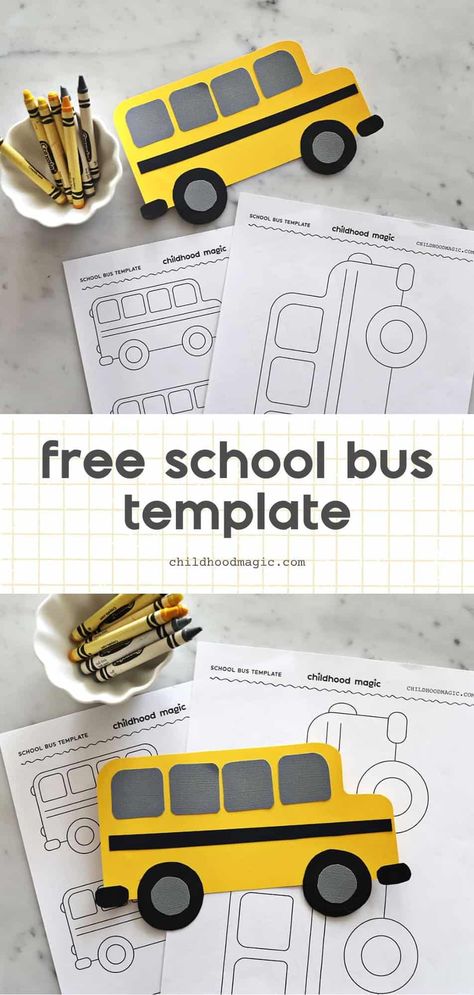 Bus Template Free Printable, School Bus Template Free Printable, School Bus Template, Free Printable Paper Crafts, School Bus Coloring Page, Bus Template, School Bus Art, Bus Craft, School Bus Crafts