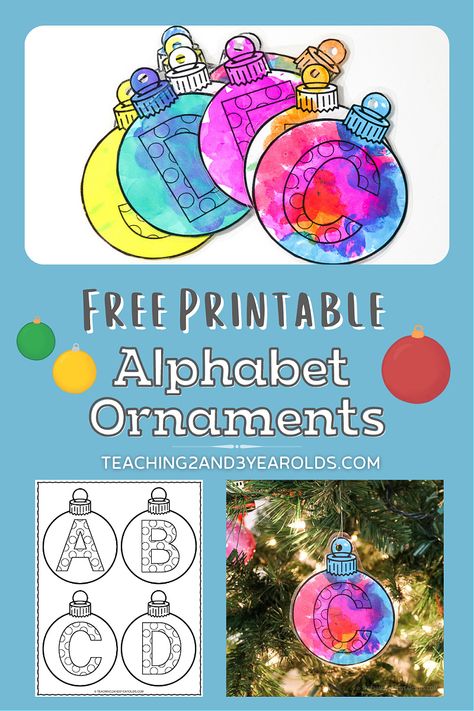 Ornament Ideas For Preschoolers, Christmas Letter Recognition Activities, Christmas Ornament Printable, Preschool Christmas Ornaments, Ornament Printable, Joy School, Simple Art Activity, Printable Christmas Ornaments, Alphabet Christmas