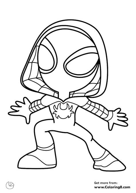 Ghost Spider coloring page Spiderman And Gwen, Friends Coloring Pages, Disney Coloring Sheets, Spider Coloring Page, Spider Drawing, Spidey And His Amazing Friends, Spiderman Coloring, Kids Coloring Pages, Cartoon Disney