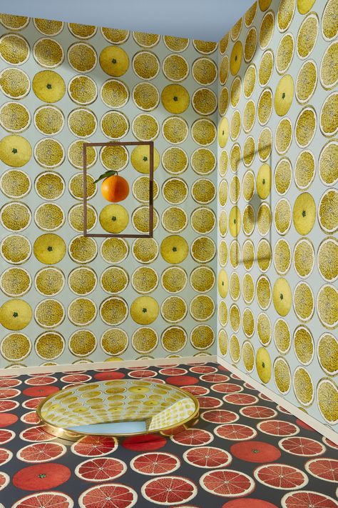 Arance by Fornasetti for Cole & Son Fornasetti Wallpaper, Wallpaper Crafts, Wallpaper Maker, Cole And Son Wallpaper, Fruit Wallpaper, Wallpaper Rolls, Home Building Design, Cole And Son, Geometric Wallpaper