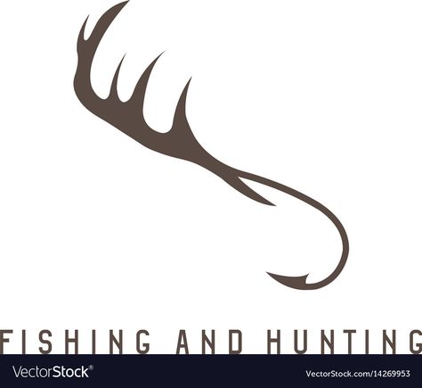 Antler And Fish Hook Tattoo, Hunting And Fishing Tattoos, Fishing Lure Tattoo, Deer Antler Tattoo, Antler Drawing, Hunting Illustration, Hunting Fishing Tattoo, Nick Jackson, Baby Footprint Tattoo