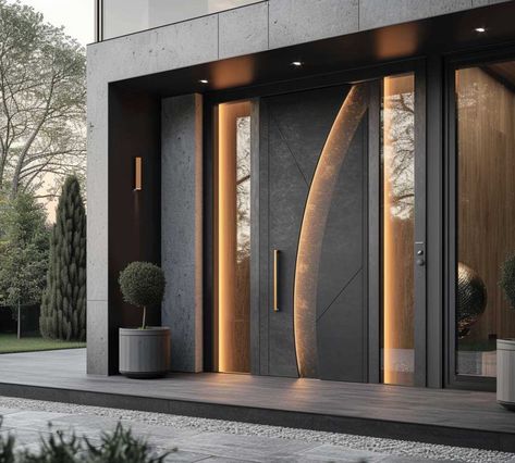 Elegant Front Doors, Luxury Home Entrance, Plastic Architecture, Modern Door Designs, Entrance Makeover, Modern Mountain House, Flush Door Design, Inspiring Lifestyle, Modern Entrance Door