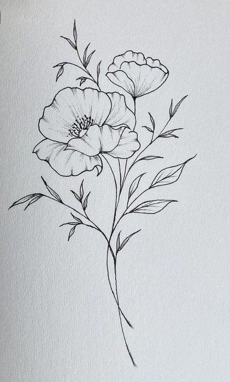 Simple Poppy Tattoo, Burnt Hats, Poppy Flower Drawing, Sunflower Tattoo Simple, Poppy Flower Tattoo, Sketching Inspiration, Mandala Tattoos, Autumn Tattoo, Taurus Tattoos