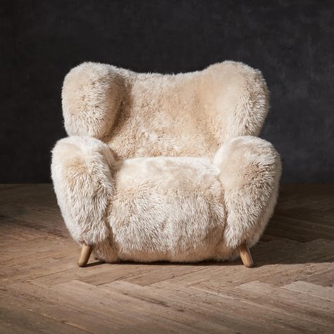 Ready to Ship - Timothy Oulton - Timothy Oulton Mushroom Furniture, Mountain Interiors, Sheepskin Chair, Velvet Chairs, Timothy Oulton, Contemporary Armchair, Modern Mountain Home, Andrew Martin, Pastel Room