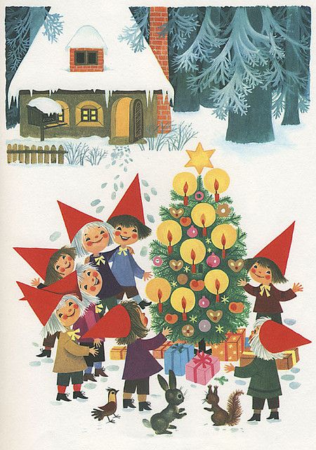 Felicitas Kuhn - Christmastime in Pixieland - Tree* 1500 free paper dolls toys at artist Arielle Gabriels The International Paper Doll Society Christmas gift for Pinterest pals also free China & Japan paper dolls The China Adventures of Arielle Gabriel Merry Christmas to Pinterest users * Campy Christmas, Merry Christmas Everybody, Mary Blair, Christmas Illustrations, Vintage Christmas Images, Old Fashioned Christmas, Christmas Past, Noel Christmas, Vintage Greeting Cards