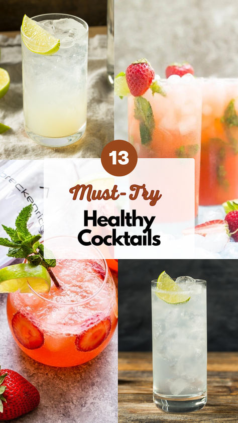 Healthier Cocktails Healthier Cocktails, Healthy Cocktail Recipes, Breakfast Cocktails, Famous Drinks, Healthy Cocktails, Strawberry Mojito, Best Alcohol, Healthy Strawberry, Sparkling Drinks