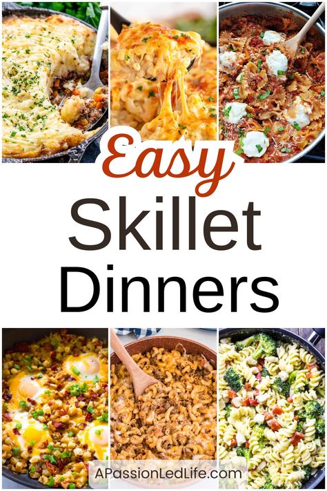 Easy Skillet Dinner Recipes One Skillet Dinners, Vegetarian Skillet, Stove Recipes, Cast Iron Skillet Recipes Dinner, Beef Skillet, Easy Skillet Dinner, Electric Skillet Recipes, Quick Family Dinners, Skillet Dinner Recipes