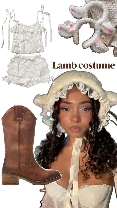 Collage of lamb costume inspo Lamb Costume, Cute Lamb, Costume Inspo, Halloween Costume Outfits, Halloween Inspo, Halloween Looks, Photography Inspo, Halloween Outfits, Fall Halloween