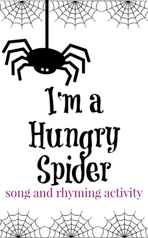 A fun spider preschool song to work on rhyming words from growingbookbybook.com Spider Circle Time Activities, Creepy Crawly Theme Preschool, Spider Songs For Toddlers, Preschool Bats, Spider Literacy Activities Preschool, Spider Preschool, There’s A Spider On The Floor Song, Halloween Storytime, Kindergarten Rhyming